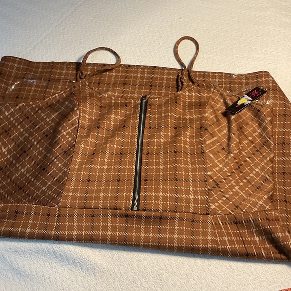 No Boundaries Tan Plaid Mini Dress - Picture 5 of 5